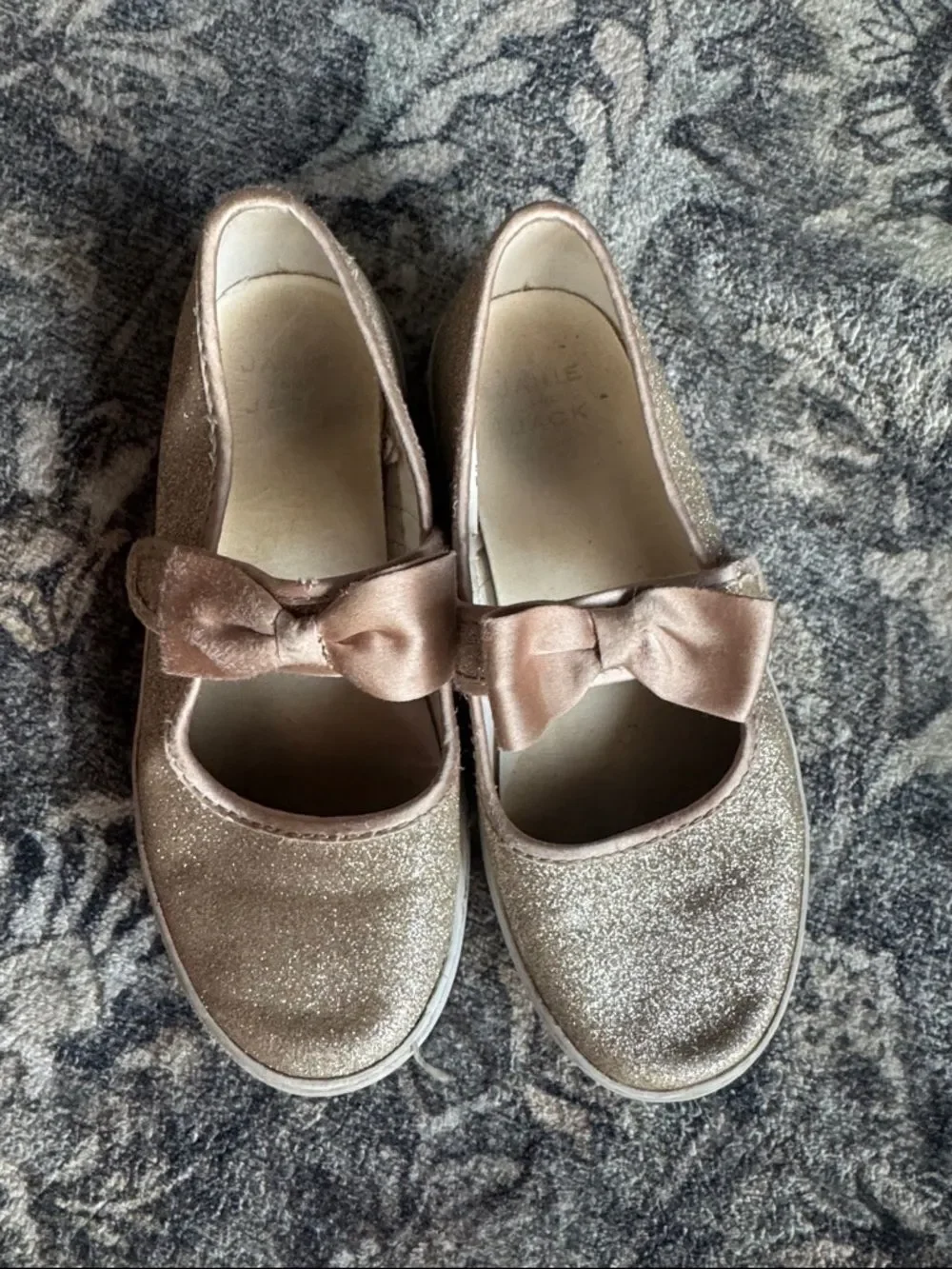 Janie & Jack Girls Sparkle Bow Slip-On Shoes